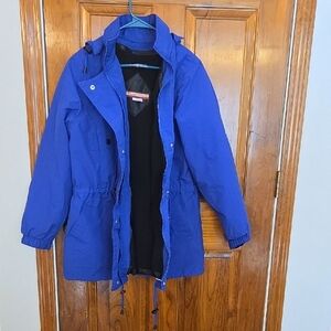 Tudor Court 2 In One Waterproof Blue Hooded Jacket Sz Medium Like New